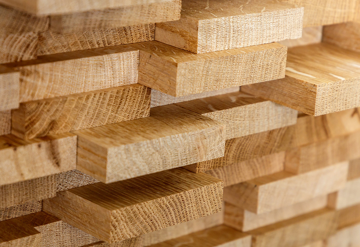 Stacked wood boards